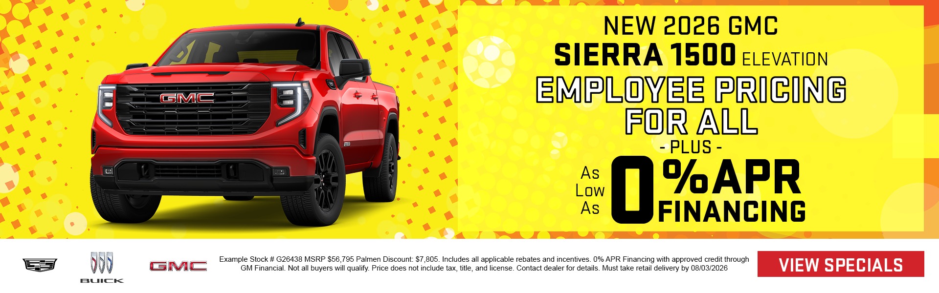 New 2026 Sierra 1500 Elevation - Employee Pricing for Everyone, Plus As Low As 0% APR Financing!